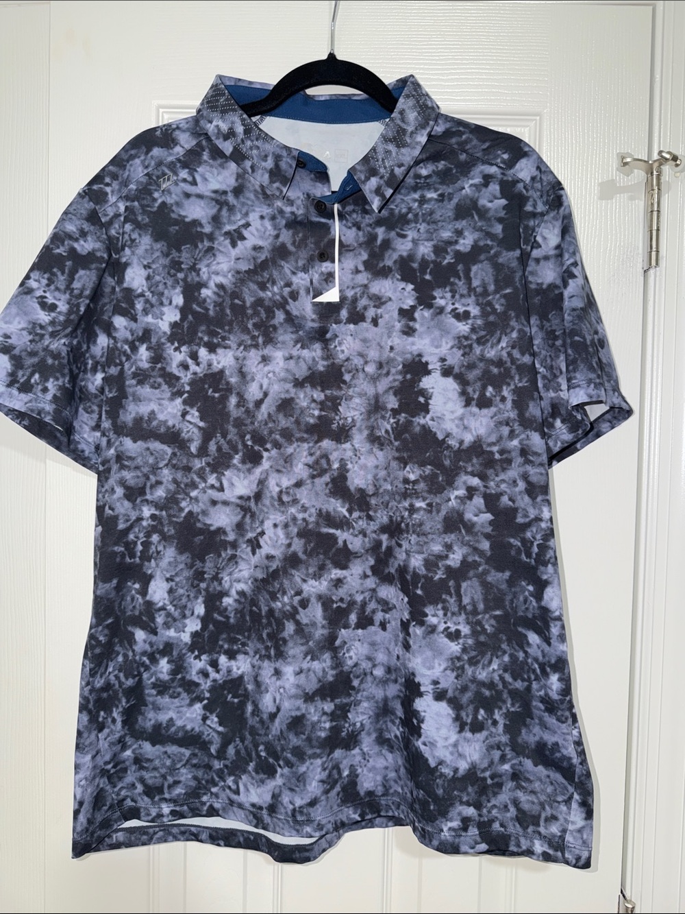 ZYIA Men's Blue and Gray Tie-Dye Polo